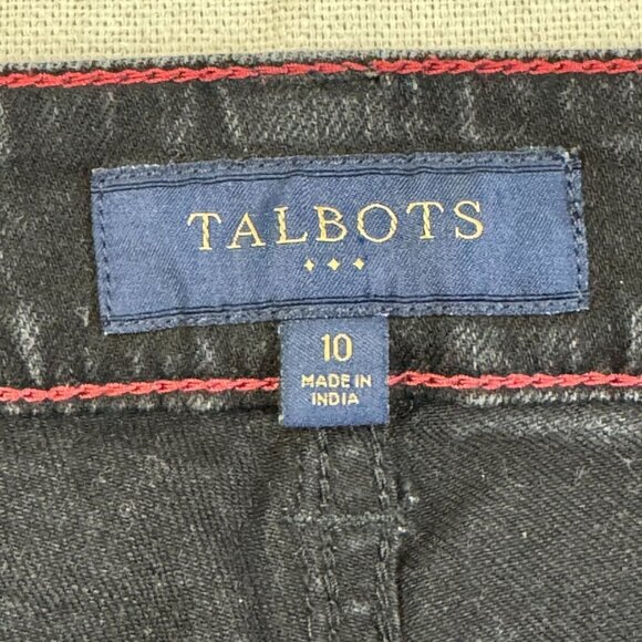 Talbots Curvy Distressed Black Denim Straight-Leg Stretch Jeans 10 (33x30) - Picture 9 of 15